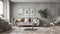 A snapshot of a serene living space with a cute grey sofa as its