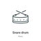 Snare drum outline vector icon. Thin line black snare drum icon, flat vector simple element illustration from editable music