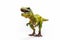 Snarling green Tyrannosaurus a huge reptile from the Jurassic period, a children`s toy