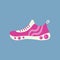 Sneaker isolated. Female pink sports footwear. Shoes for fitness and daily activity. Flat object vector illustration