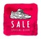 Sneaker sale special offer. Poster or banner