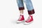 Sneakers Canvas Shoes Human Feet Legs Standing Concept