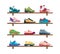 Sneakers collection. Sport footwear athletic fashioned colored shoes garish vector casual running sneakers for men and