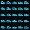 Sneakers icons set vector neon