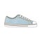 Sneakers. Mens and womens sports and casual shoes. Outline drawing. Denim texture