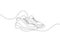 Sneakers one line art. Continuous line drawing of sport, shoes, speed, running, sprinter, marathon, training, sportswear