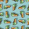 Sneakers pixel art pattern seamless. 8 bit sneaker background. pixelated texture