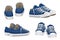 Sneakers realistic. Sport shoes for active lifestyle basketball or tennis sneakers decent vector pictures isolated on