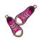 Sneakers shoes pair isolated. Hand drawn vector illustration of purple and pink shoes. Sport boots hand drawn for logo, poster,