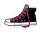 Sneakers in trendy emo-goth style of the 2000s. Flat vector illustration, hand drawn. Aesthetics, 00s. Pink and black