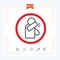 Sneeze into elbow - infographic, icon. Warning prohibition sign in a red circle. eps 10.