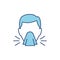 Sneeze line blue icon. Runny nose linear symbol. Flu infection and allergy symptom sign.
