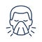 Sneezing man line icon, vector pictogram of flu or cold symptom
