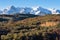 The Sneffels Mountain Range in early Autumn viewed from the the Dallas Divide, Colorado.