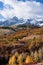 The Sneffels Mountain Range in early Autumn viewed from the the Dallas Divide, Colorado.