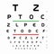 Snellen chart template. Table with letters for an ophthalmologist test. Alphabet for measure visual acuity. Vector