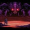 Snes Jrpg Boss Enemy: Red Screen And Purple Background With Monsters And Demons