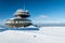 Snezka mountain hut in sunny winter, Krkonose, Czech republic