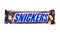 Snickers chocolate bar isolated on white background. Snickers is a brand name chocolate bar made by the American company Mars.