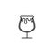 snifter glass icon with overfilled with water on white background. simple, line, silhouette and clean style