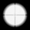 Sniper scope template, with measurement marks on isolated background. View through the sight of a hunting rifle.