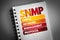 SNMP - Simple Network Management Protocol acronym on notepad, technology concept background