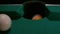 Snooker ball with number thirteen get into the billiard pocket