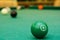 Snooker ball on snooker table