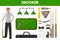 Snooker billiards sport equipment pool player garment accessory vector flat icons set