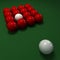 Snooker game with red and white balls