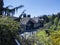 Snoqualmie, WA / USA - circa May 2020: View of the gorgeous Snoqualmie Falls with Salish Lodge and Spa in the background, on a