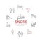 Snore. Line icons set. Vector signs for web graphics.