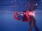 Snorkeler in a water excursion in the sea