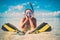 Snorkeler woman having fun on the tropical beach