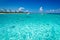 Snorkeling boat on turquise Caribbean Sea