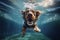 snorkeling dog vacation swimming underwater water fun puppy pool funny. Generative AI.