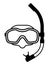 Snorkeling equipment black and white icon