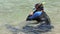 Snorkelling in clear waters of the ocean