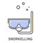 Snorkelling icon with snorkel mask and water bubbles