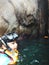 Snorkelling tourist at the caves of the Pulau Pinang on the island of Redang.