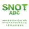 Snot font. Snivel alphabet. Green slime letters. Booger ABC. Slippery lettering. Mucus typography