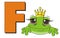 Snout of frog with letter f