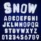 Snow alphabet template. Letters and numbers white frost design