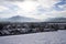 Snow on Annecy city and mountains, France