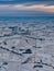 Snow art: Aerial view midwest farmlands blanketed with snow in winter