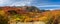 Snow basin landscape in Utah. Brilliant fall foliage around Mt Ogden peaks