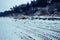 Snow on a beach and dunes - winter time