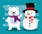 Snow bear with scarf and snowman with hat