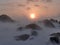 Snow blizzard at the sunset - Arctic