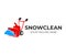 Snow blower or snowplow to clear snow, logo design. Home snow-removing machine or snow blower to remove snow, vector design